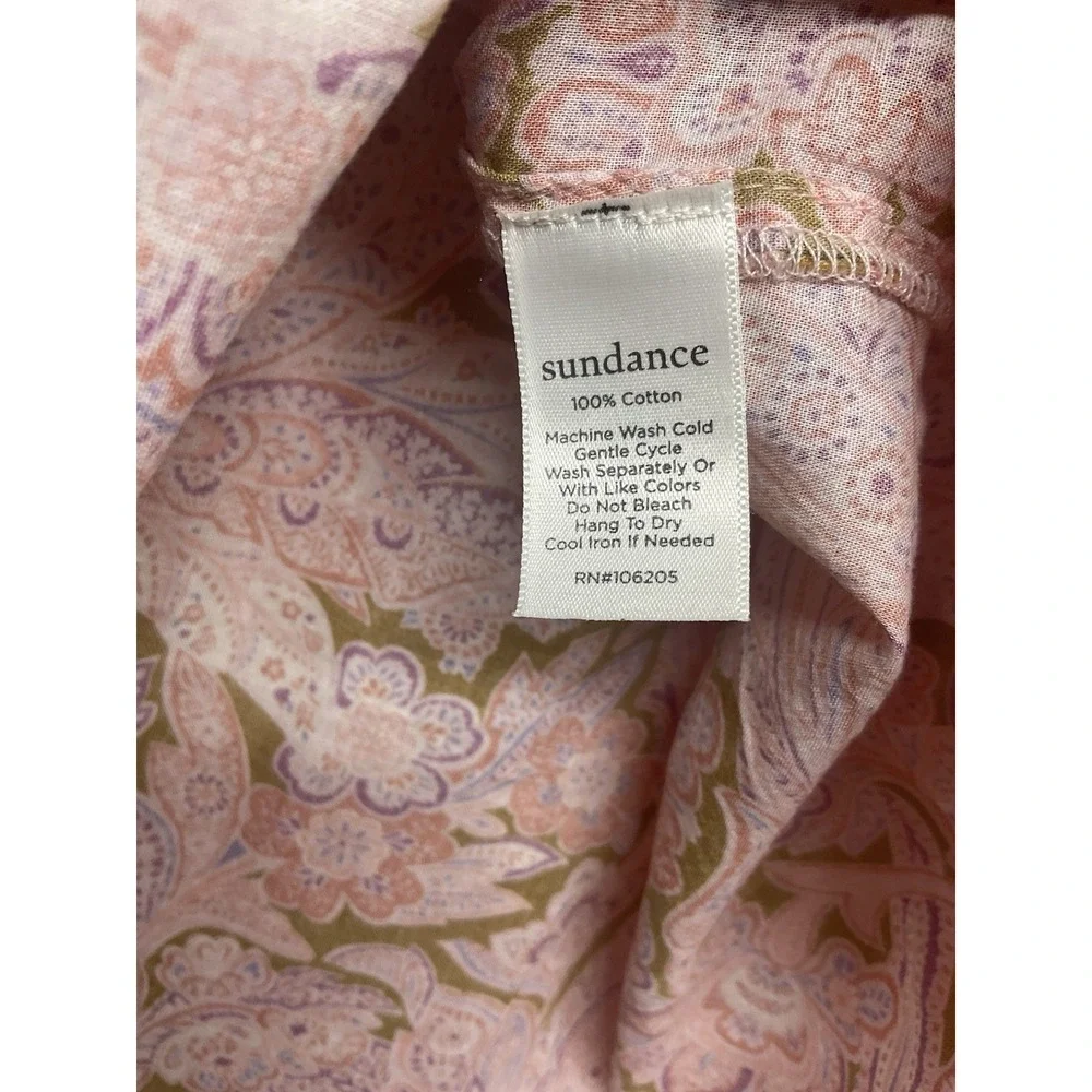 Sundance Poppy Bloom Paisley Women's Pullover Shirt Blouse Size Petite Large PL